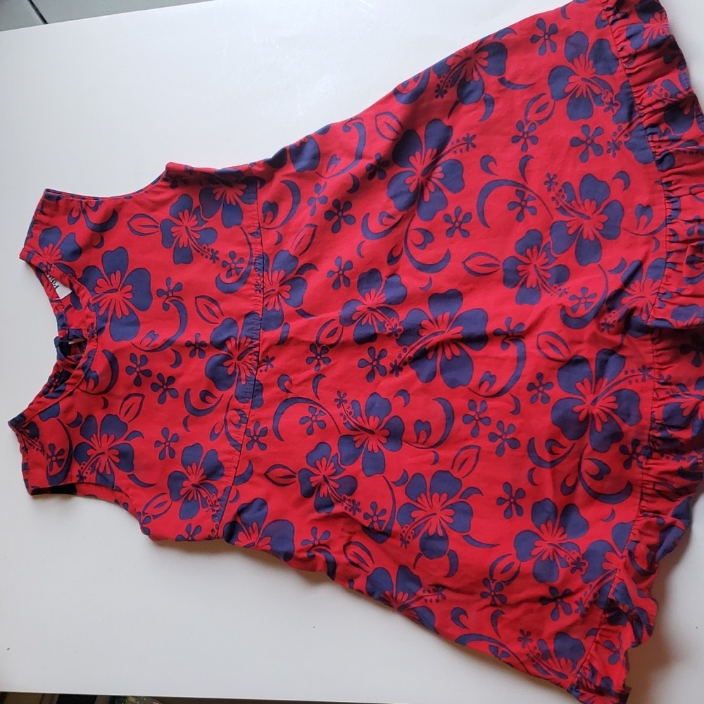 Pohaku Girl's Sleeveless Red Hawaiian Floral Dress Size 4